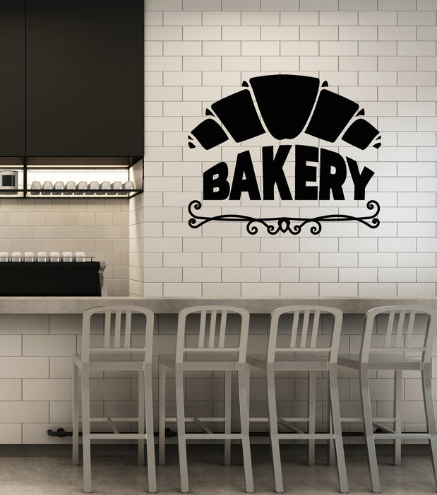 Vinyl Wall Decal Bakehouse Bakery Bread Baker Store Croissant Stickers Mural (g4550)