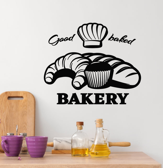 Vinyl Wall Decal Croissant Dessert Bread Bakehouse Baker Shop Stickers Mural (g7743)