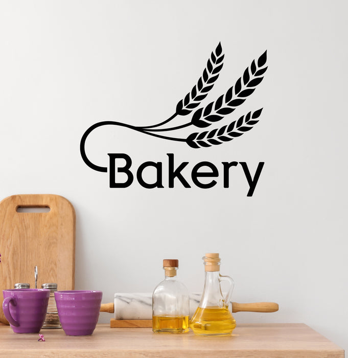 Vinyl Wall Decal Bakery Word Wheat Baker Window Decor Stickers Mural (ig6387)