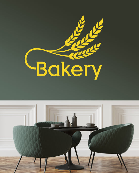 Vinyl Wall Decal Bakery Word Wheat Baker Window Decor Stickers Mural (ig6387)