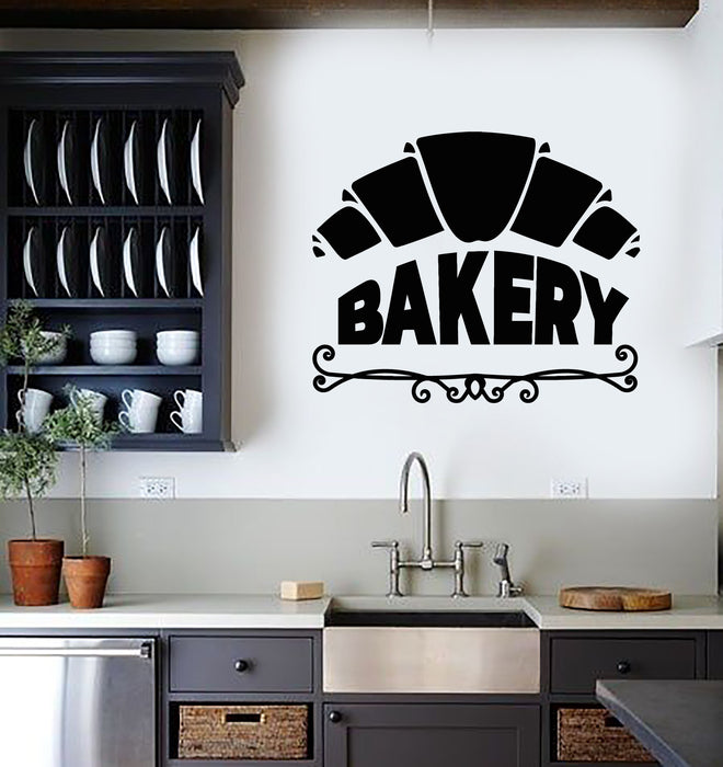 Vinyl Wall Decal Bakehouse Bakery Bread Baker Store Croissant Stickers Mural (g4550)