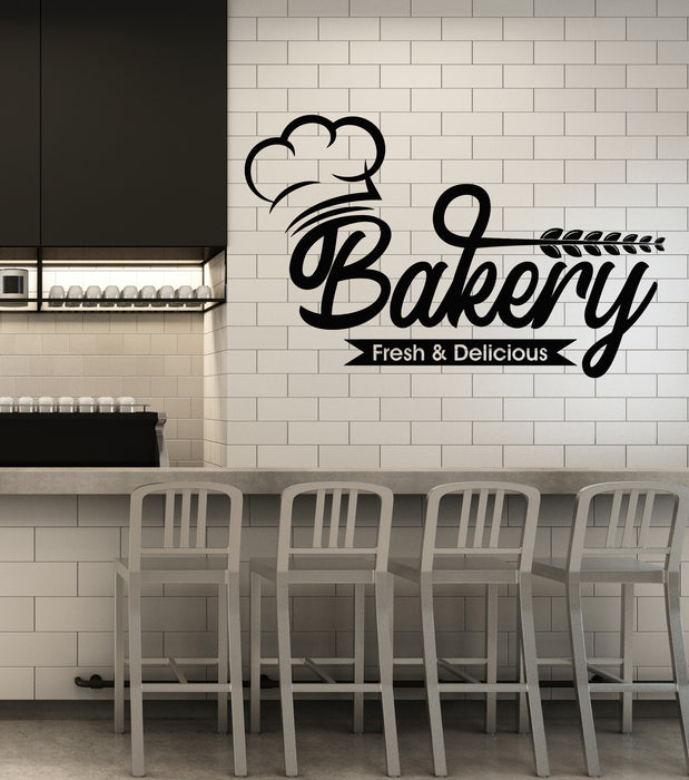 Vinyl Wall Decal Bakery Fresh Delicious Chef's Hat Bakehouse Baker Store Stickers Mural (g6543)