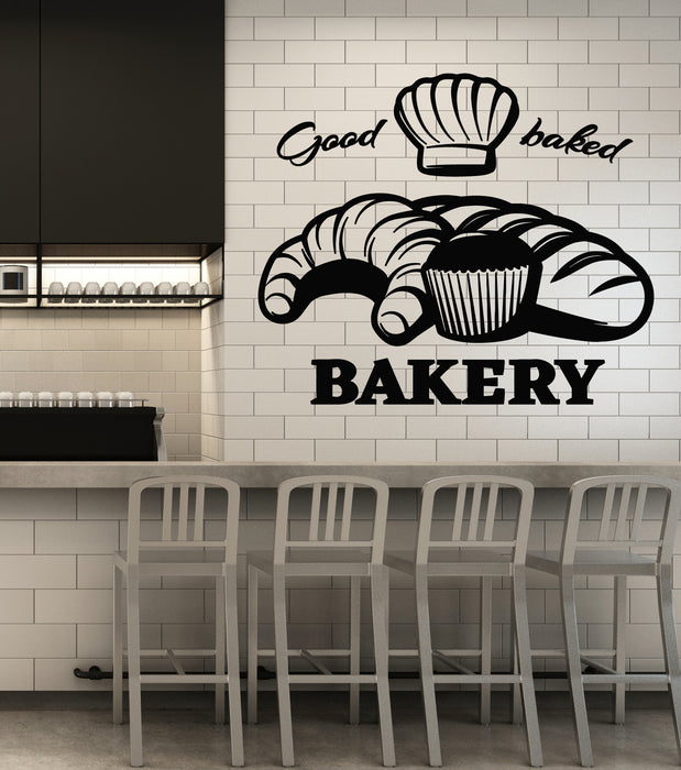 Vinyl Wall Decal Croissant Dessert Bread Bakehouse Baker Shop Stickers Mural (g7743)