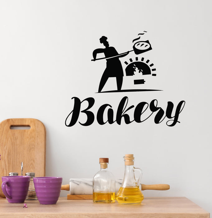 Vinyl Wall Decal Baker House Bakery Oven Fresh Bread Store Stickers Mural (g8092)