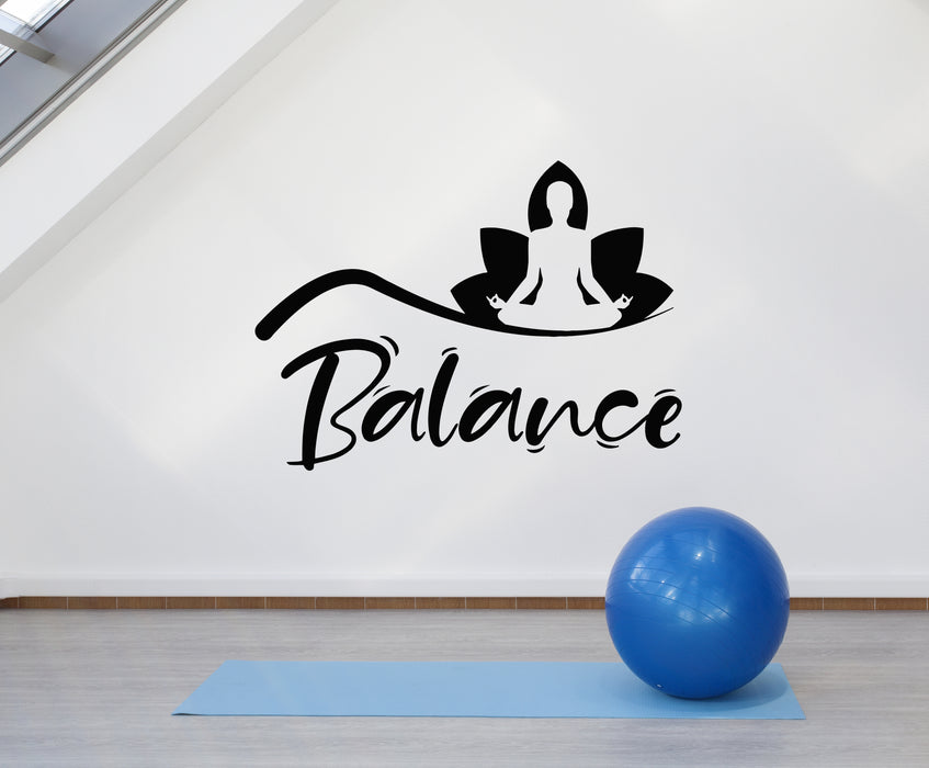 Vinyl Wall Decal Yoga Center Lotus Pose Mediation Balance Stickers Mural (g3673)