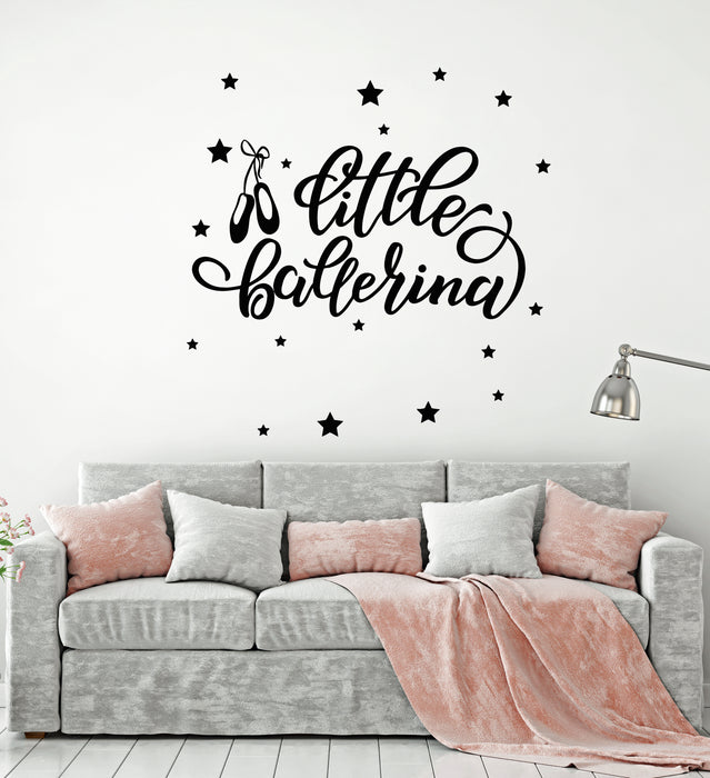 Vinyl Wall Decal Little Ballerina Shoes Ballet Stars Girl Room Stickers Mural (g909)