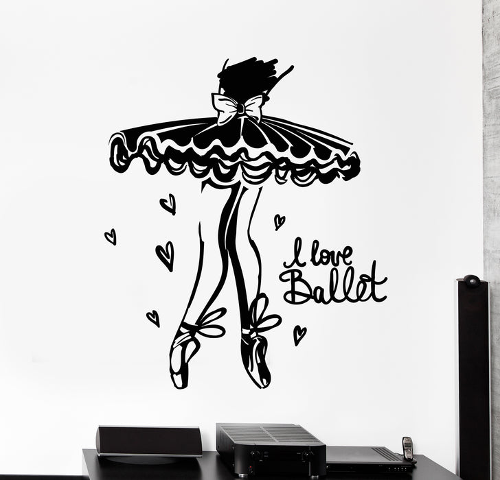 Vinyl Wall Decal Ballerina I Love Ballet Dancer Girl Room Stickers Mural (g333)