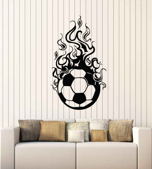 Vinyl Wall Decal Soccer Sport Fire Ball Team Game Decor Teen Room Stickers Mural (g2127)