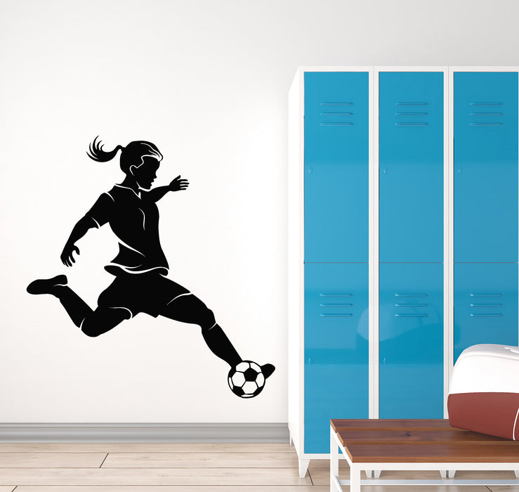 Vinyl Wall Decal Soccer Girl Player Sports Ball Fan Decor Stickers Mural (g733)