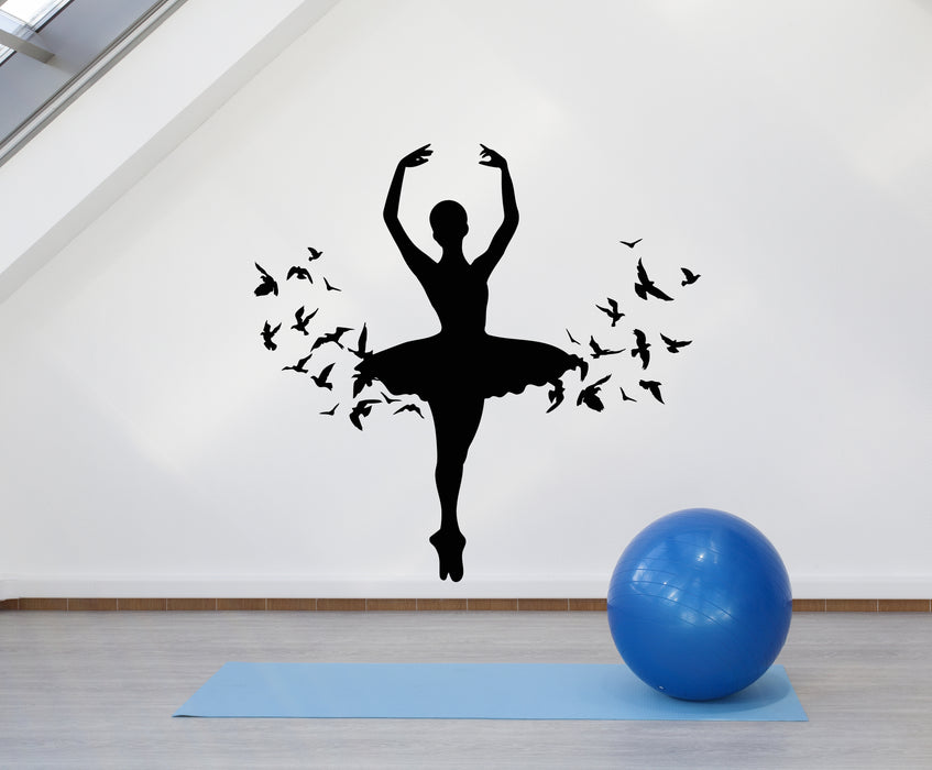 Vinyl Wall Decal Ballerina Dancing Birds Patterns Ballet Studio Stickers Mural (g4723)