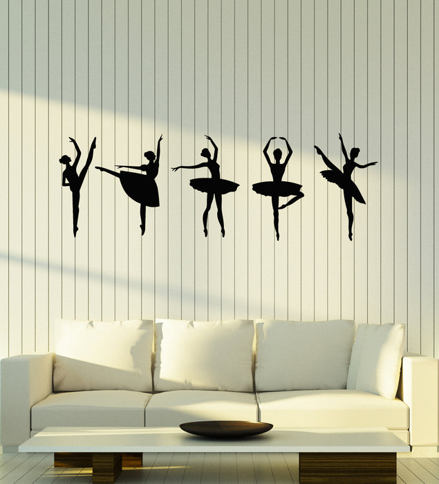 Vinyl Wall Decal Silhouette Ballerinas Ballet Dance Studio Stickers Mural (g4838)