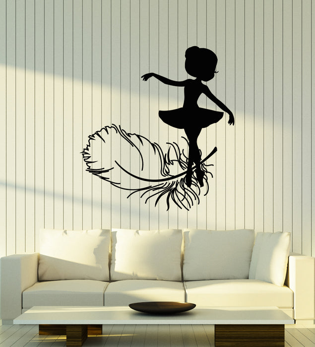 Vinyl Wall Decal Feather Ballerina Dance Pose Children's Ballet Studio Stickers Mural (g5625)