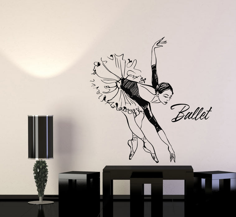 Vinyl Wall Decal Sketch Dancing Ballerina Ballet Dance Studio Decor Stickers Mural (g6905)