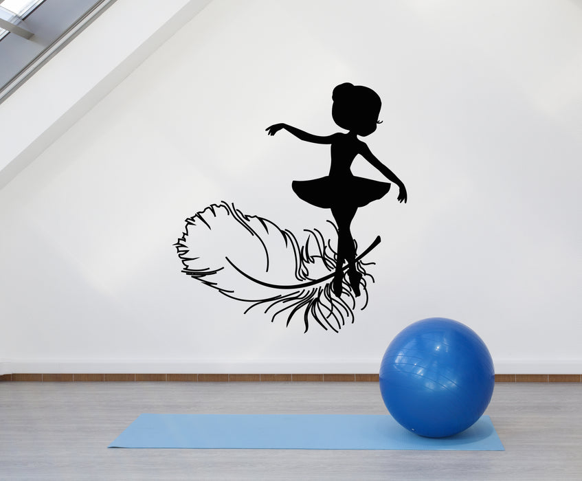 Vinyl Wall Decal Feather Ballerina Dance Pose Children's Ballet Studio Stickers Mural (g5625)