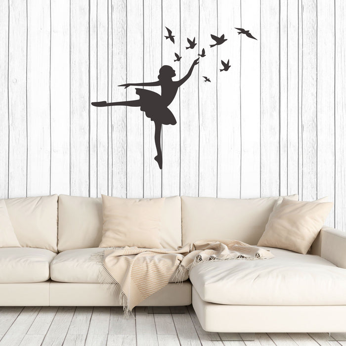 Ballet Vinyl Decal Birds Beautiful Girl Dance Ballet Tutu Stickers Mural (k293)