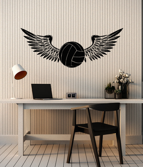 Виниловая наклейка на стену волейбольный мяч с крыльями спортивная команда наклейки фреска (g7928)