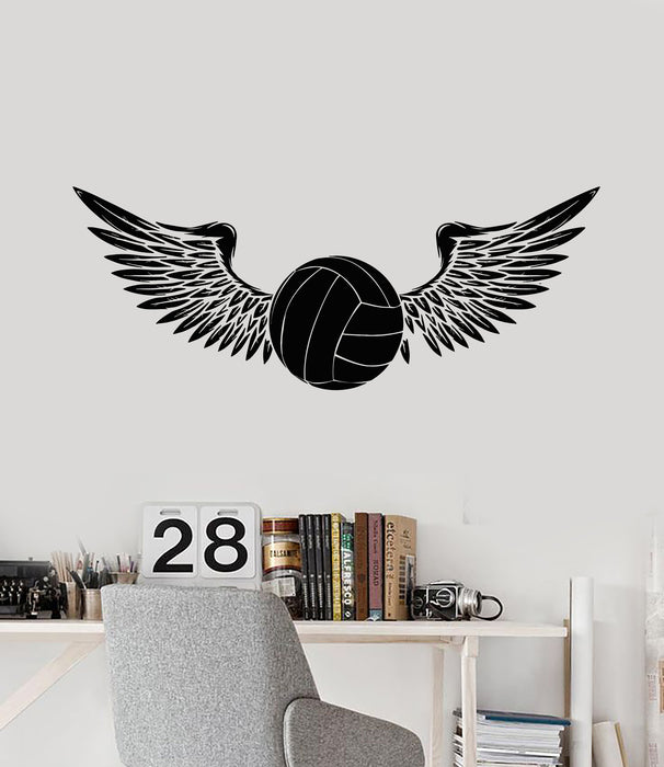 Виниловая наклейка на стену волейбольный мяч с крыльями спортивная команда наклейки фреска (g7928)
