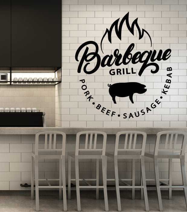 Vinyl Wall Decal Barbeque Grill Bar Pork Beef Sausage Kebab Stickers Mural (g5262)