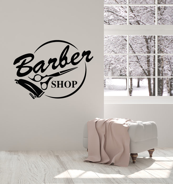 Vinyl Wall Decal Barber Shop Scissors Hair Salon Barbershop Stickers Mural (g218)