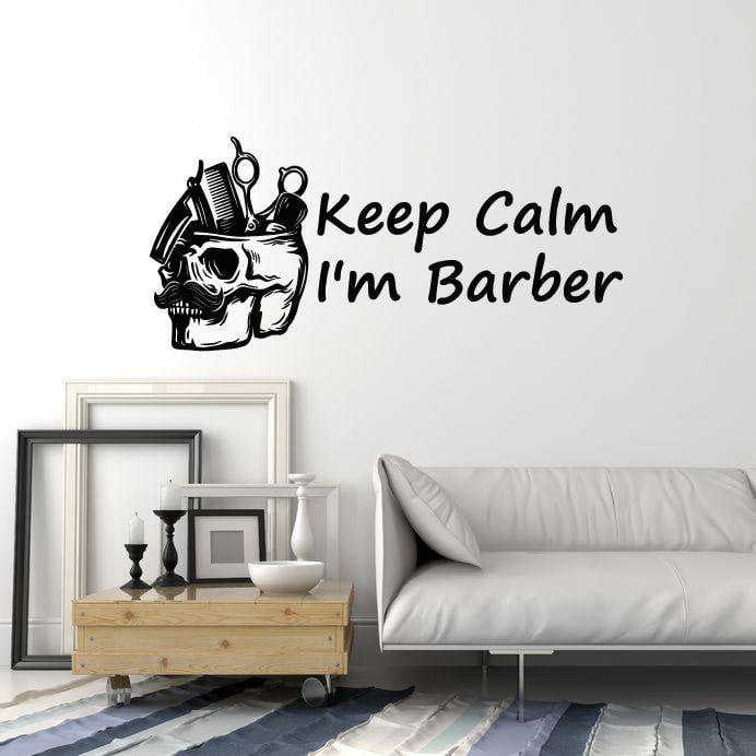 Vinyl Wall Decal Barber Tools Skull Barbershop Quote Hair Salon Decor Art Stickers Mural (ig5627)