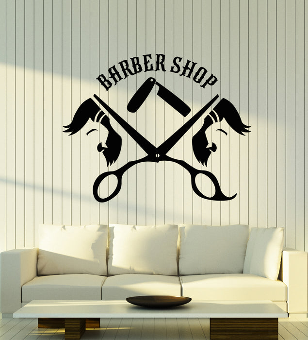 Vinyl Wall Decal Haircuts Shaves Barber Shop Tools Elements Hair Stickers Mural (g2667)