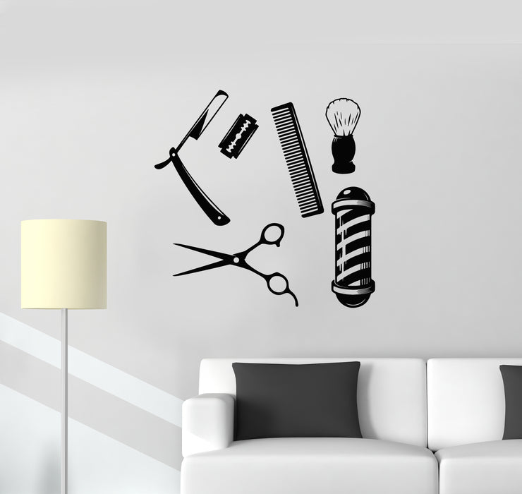 Виниловые наклейки на стену парикмахерские инструменты парикмахерская парикмахерская стилист парикмахерские наклейки фреска (ig6125)