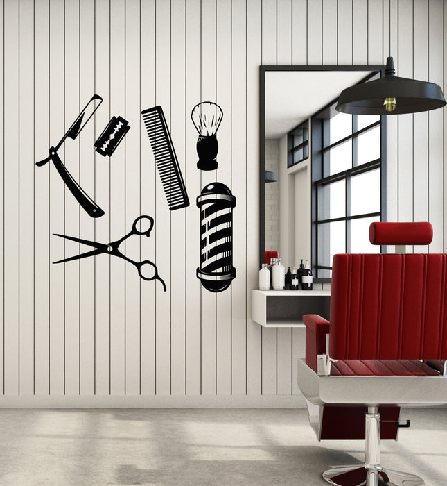 Виниловые наклейки на стену парикмахерские инструменты парикмахерская парикмахерская стилист парикмахерские наклейки фреска (ig6125)