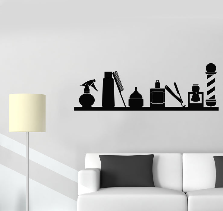 Vinyl Wall Decal Barbershop Classic Haircuts Barber Icon Tools Stickers Mural (g1143)