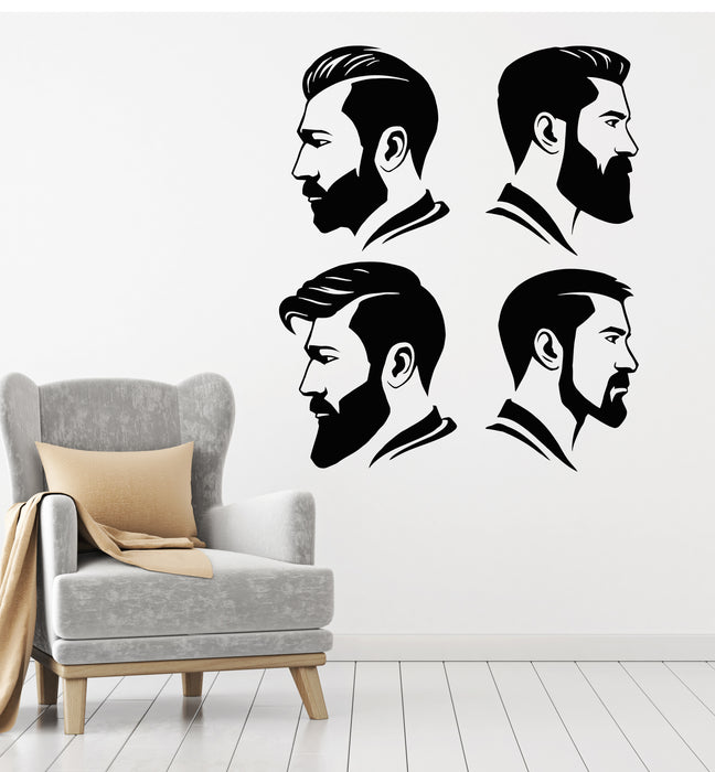 Vinyl Wall Decal Barber Shop Man's Hairstyle Head Profile Fashion Stickers Mural (g1647)