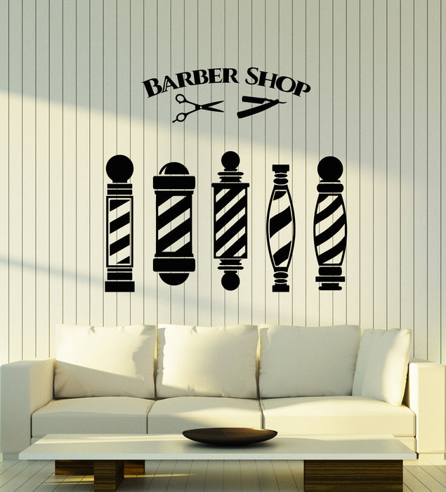 Vinyl Wall Decal Barber Tools Man's Hair Scissors Barbershop Stickers Mural (g2807)