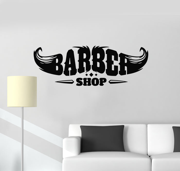 Vinyl Wall Decal Barbershop Men's Hairstyle Moustache Stickers Mural (g426)