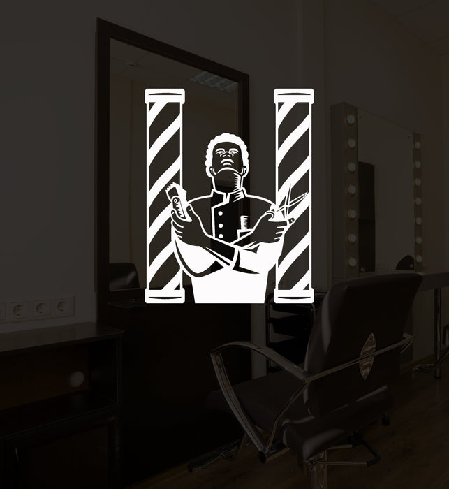 Vinyl Wall Decal Barber Hair Stylist Barber Shop Salon Hairdresser Stickers Mural Unique Gift (ig5234)