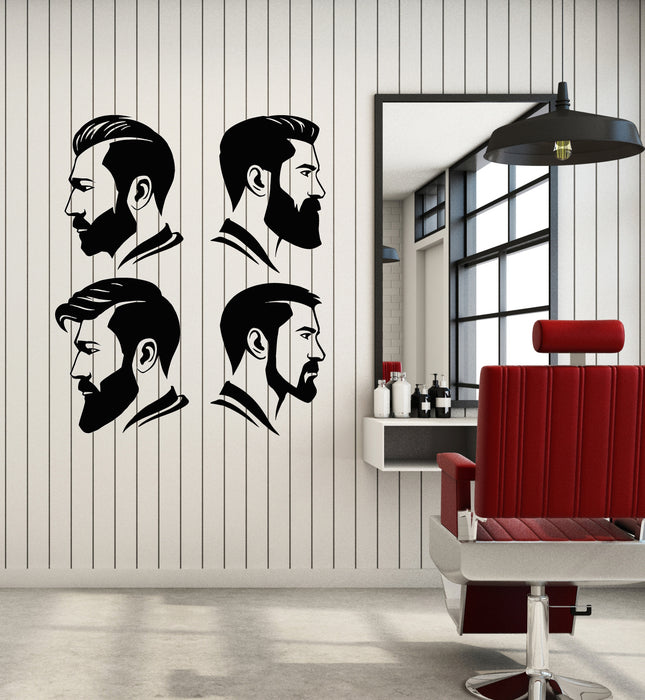 Vinyl Wall Decal Barber Shop Man's Hairstyle Head Profile Fashion Stickers Mural (g1647)