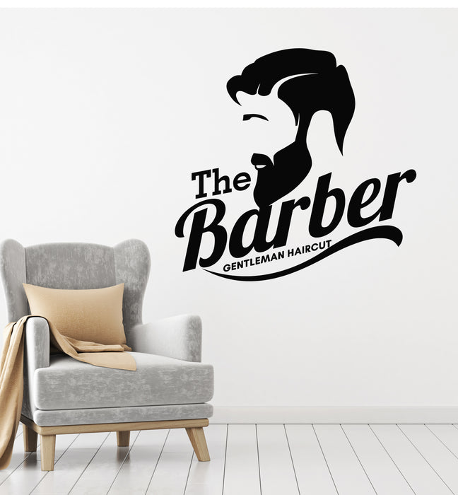 Vinyl Wall Decal Barber Shop Barbershop Gentlemen Haircut Salon Stickers Mural (g2190)