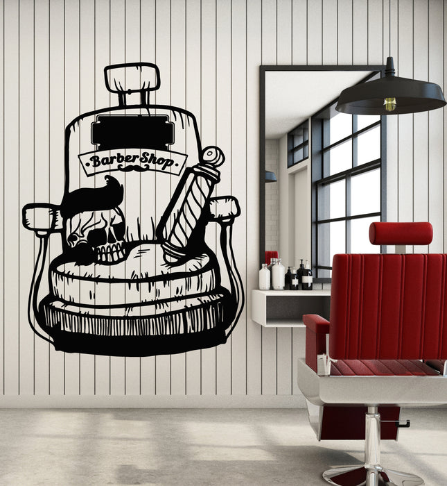 Vinyl Wall Decal Skull Haircut Shaves Barber Icon Professional Service Stickers Mural (g2545)