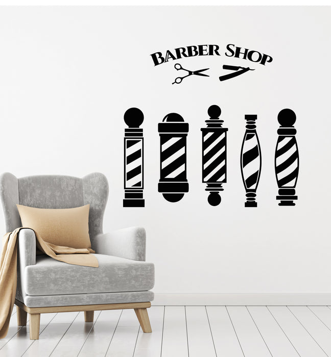 Vinyl Wall Decal Barber Tools Man's Hair Scissors Barbershop Stickers Mural (g2807)