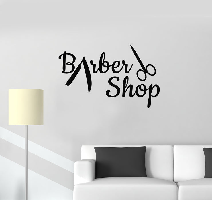 Vinyl Wall Decal Barber Shop Salon Tools Hairdresser Men's Haircut Stickers Mural (g704)