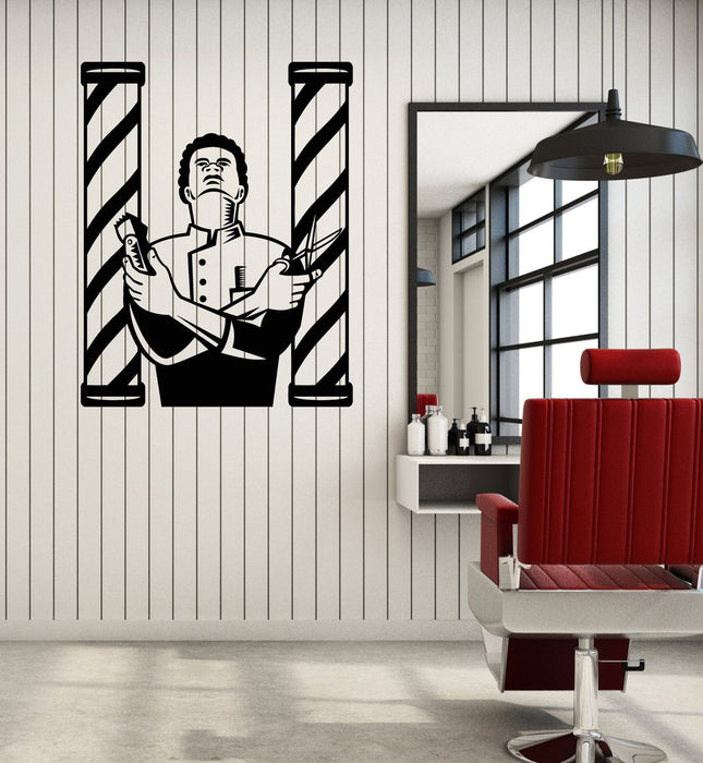 Vinyl Wall Decal Barber Hair Stylist Barber Shop Salon Hairdresser Stickers Mural Unique Gift (ig5234)