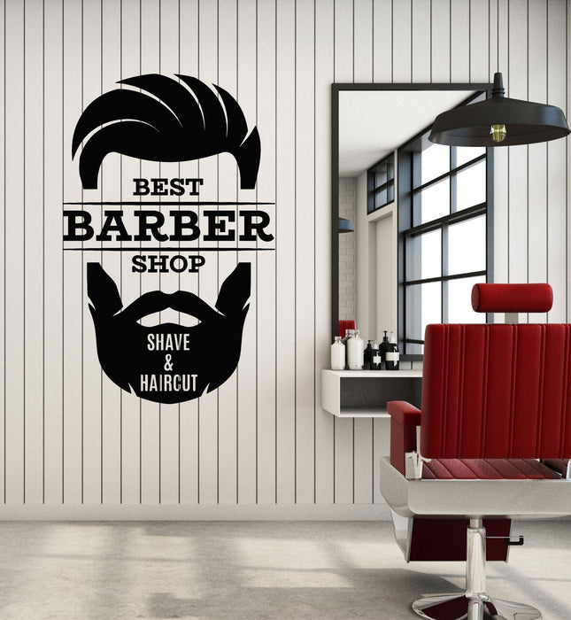 Vinyl Wall Decal Barber Shop Shave Haircut Hair Salon Logo Stickers Mural (ig5279)