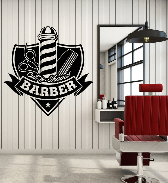 Vinyl Wall Decal Barbershop Icon Hair Salon Cut Shaves Stickers Mural (g5172)