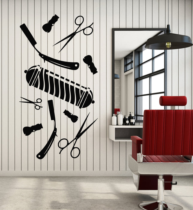 Vinyl Wall Decal  Master Stylist Hair Salon Hairdresser Barber Tools Stickers Mural (g6562)