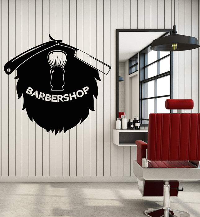 Vinyl Wall Decal Barbershop Hair Salon Beard Haircut Interior Stickers Mural (g6698)