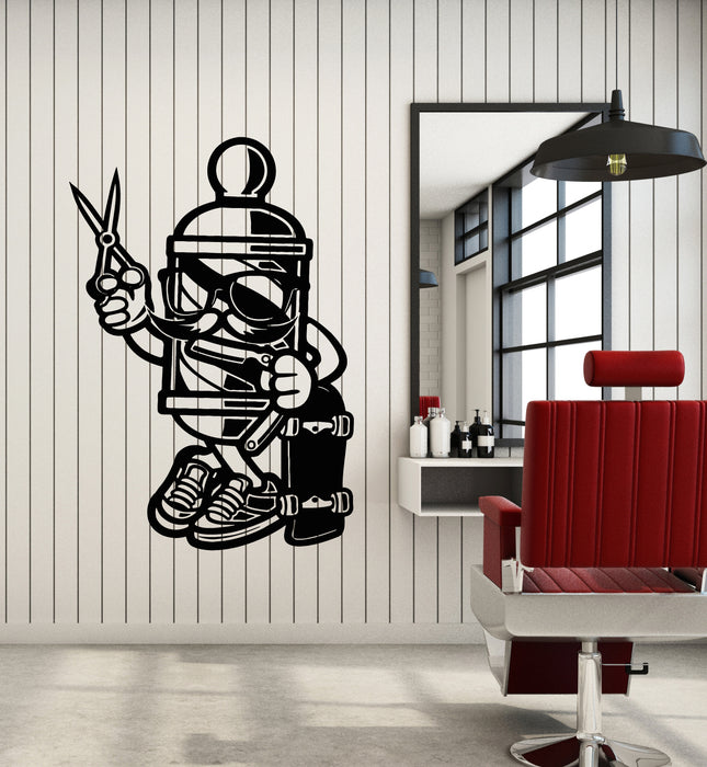 Vinyl Wall Decal Skateboarding Barber Icon Haircuts Shaves Scissors Stickers Mural (g7247)