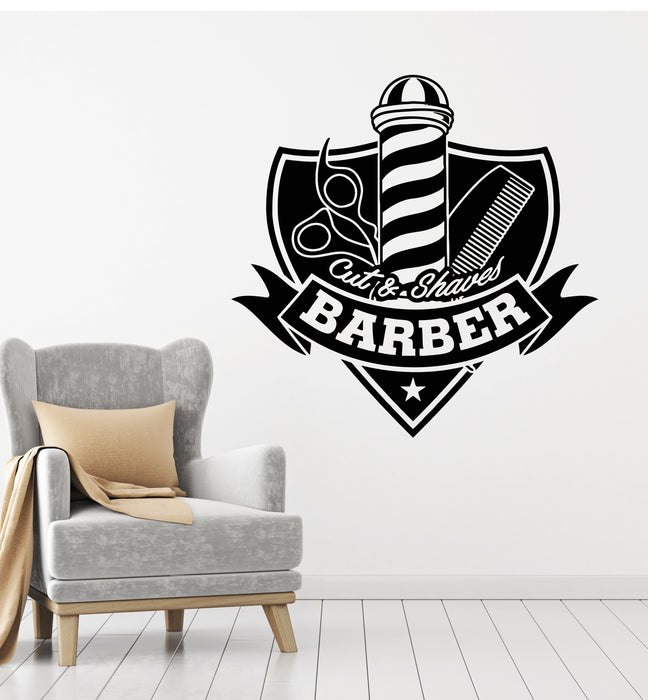 Vinyl Wall Decal Barbershop Icon Hair Salon Cut Shaves Stickers Mural (g5172)