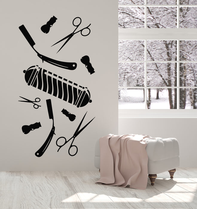 Vinyl Wall Decal  Master Stylist Hair Salon Hairdresser Barber Tools Stickers Mural (g6562)