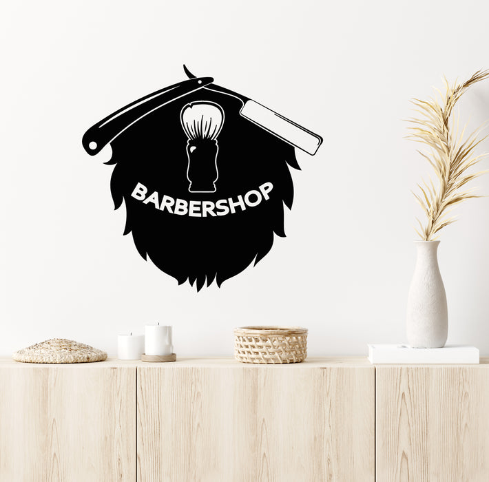 Vinyl Wall Decal Barbershop Hair Salon Beard Haircut Interior Stickers Mural (g6698)