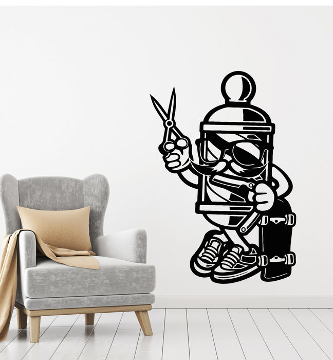 Vinyl Wall Decal Skateboarding Barber Icon Haircuts Shaves Scissors Stickers Mural (g7247)