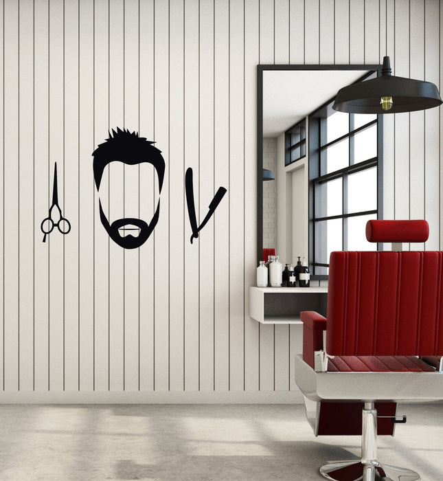 Vinyl Wall Decal Barbershop Hair Salon Barber Decor Interior Stickers Mural (ig5873)