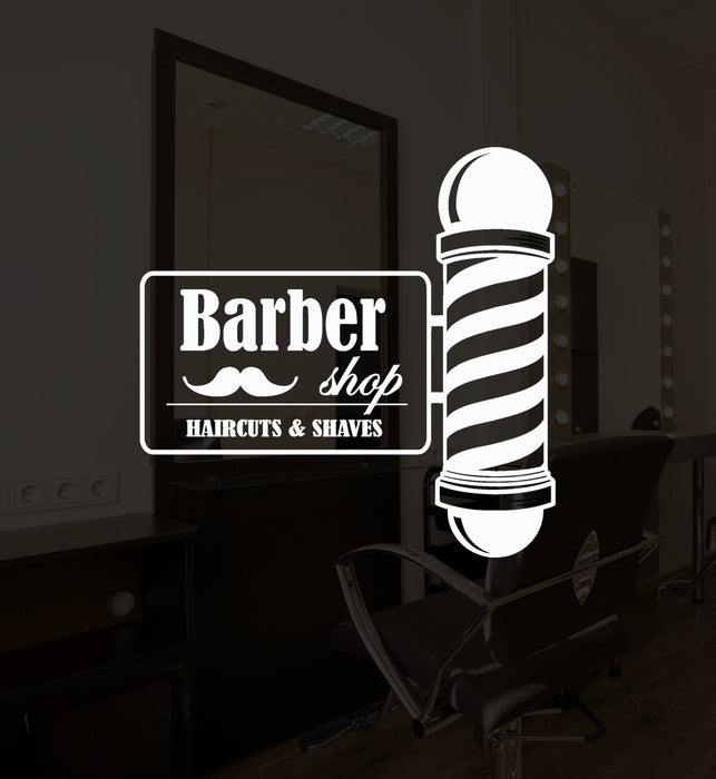 Vinyl Wall Decal Barber Shop Sign Barber Hair Salon Haircut Shaves Stickers Mural Unique Gift (ig5235)