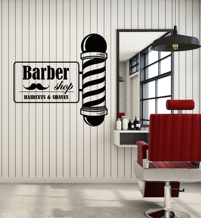 Vinyl Wall Decal Barber Shop Sign Barber Hair Salon Haircut Shaves Stickers Mural Unique Gift (ig5235)